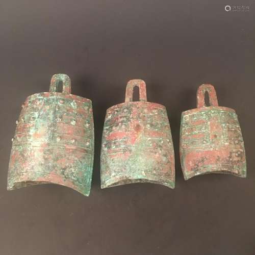 Three Chinese Bronze Chimes