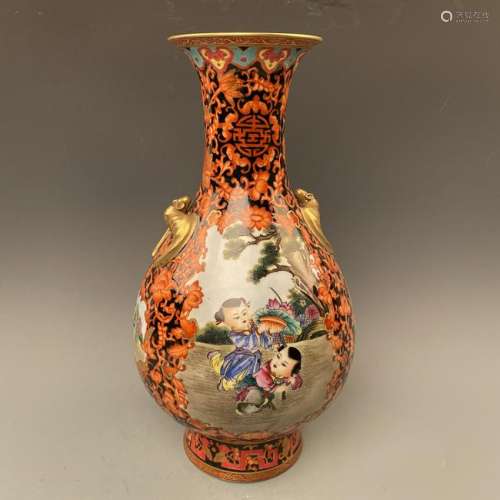 Chinese Famille Rose Vase with Yong Zheng Mark
