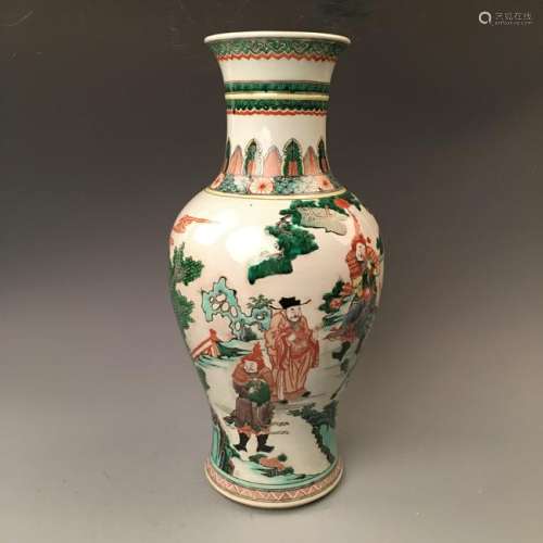 Chinese Wucai Figured Vase 'Kangxi' Mark