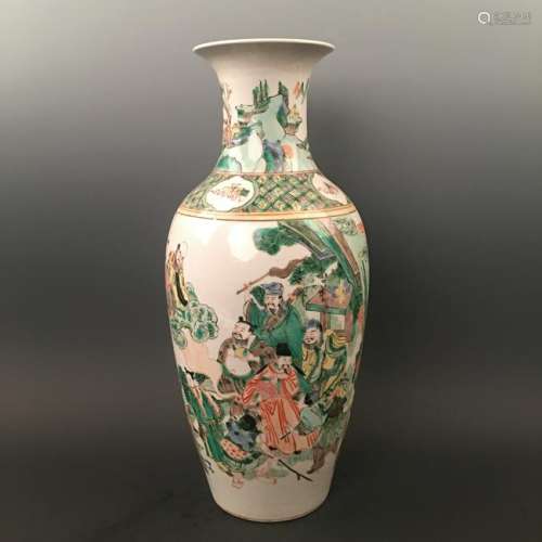 Chinese Wucai Eight Immortals Vase with Kangxi Mark