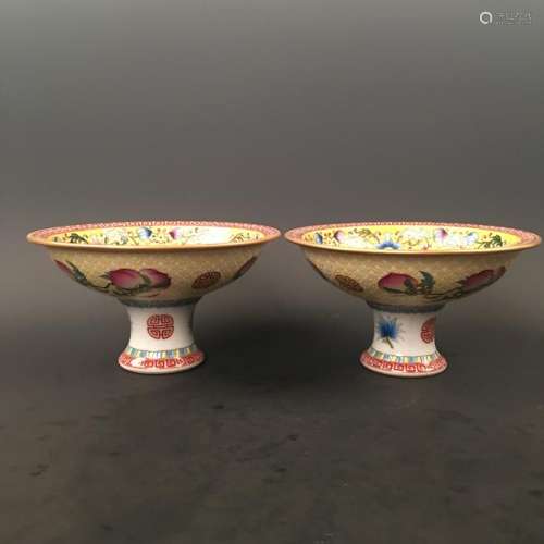 Pair of Chinese Famille Handling Bowl with Qinglong