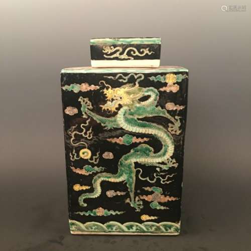 Chinese Green Glazed Dragon Jar