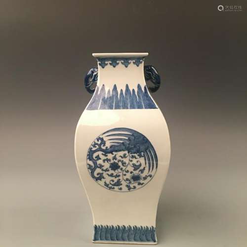 Chinese Blue and White Vase with Qianlong Mark