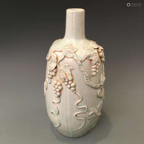 Chinese Hutian Kiln 'Grape Blossom' Carving Vase