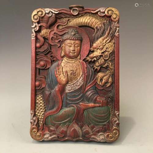 Chinese Wood Tibetan Thangka Carving