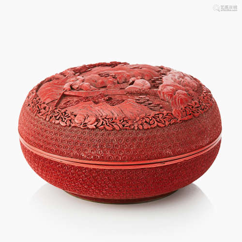 6. A Fine Chinese Carved Cinnabar Lacquer Box and Cover