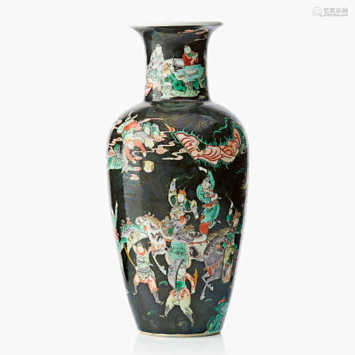 19. A Chinese black-ground Famille Verte vase