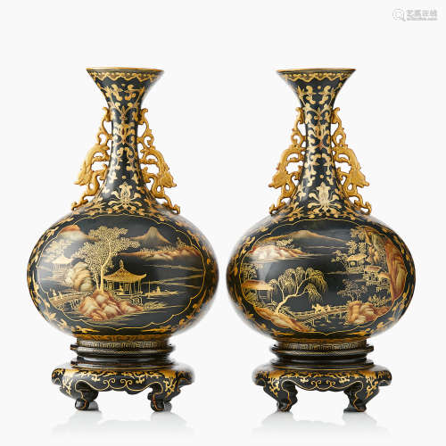 27. A Pair of unusual Chinese Lacquer Vases