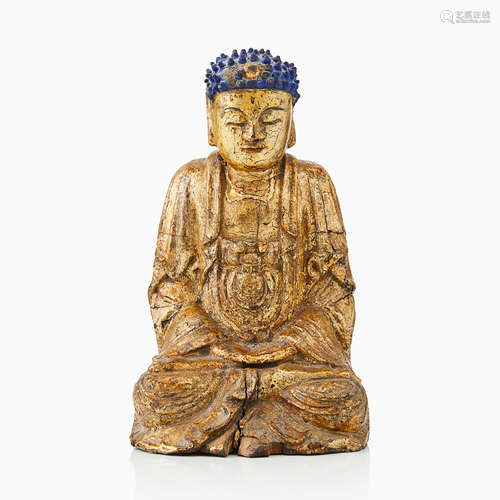 31. A Gold Laquered Wood Buddha Figure