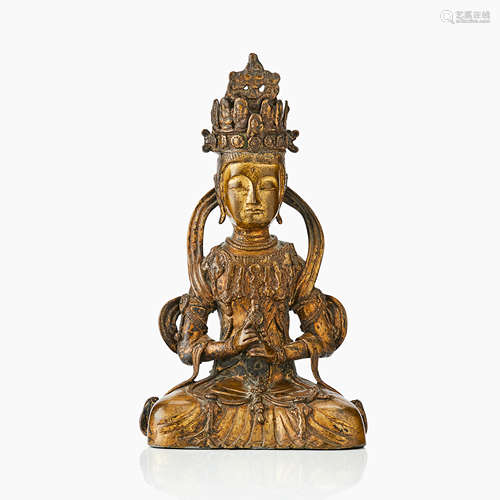 33. A Korean Gilt Bronze Figure of a Bodhisattva