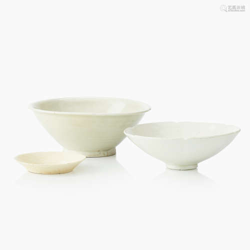 79. Three white Ding type bowls