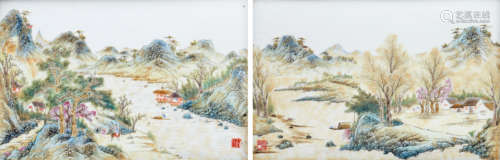 91. Two Framed Chinese Porcelain Plaques