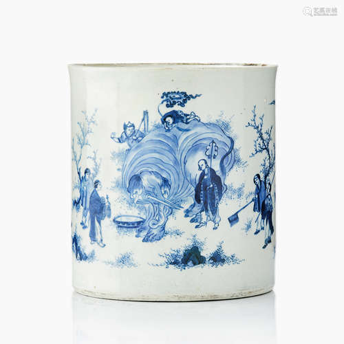 124. A fine Chinese Brushpot Bitong ‘Washing the Elephant’