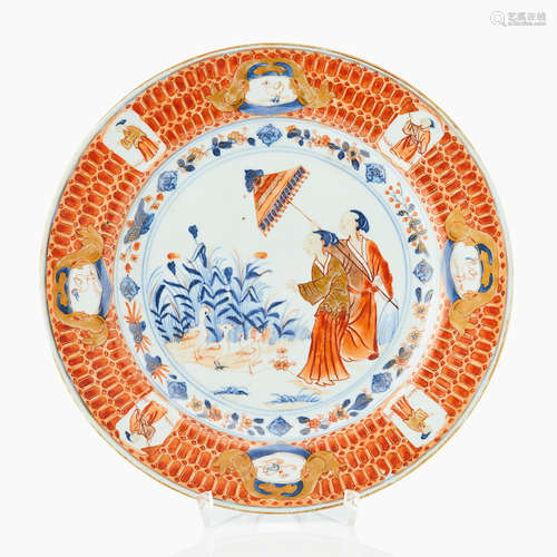 126. A Chinese Imari ’Dame au Parasol’ plate