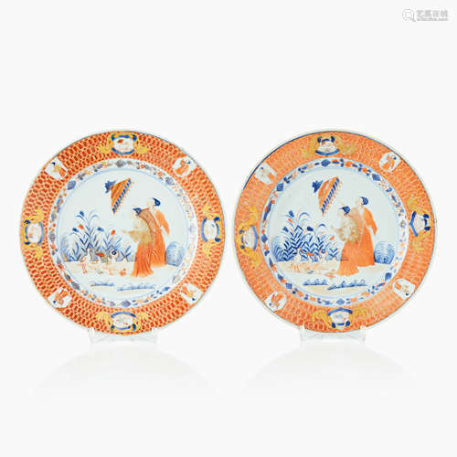 132. A Pair of Chinese Imari ’Dame au Parasol’ plates