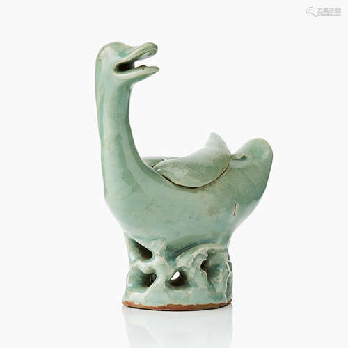 144. A Rare longquan Celadon Duck-form Censer