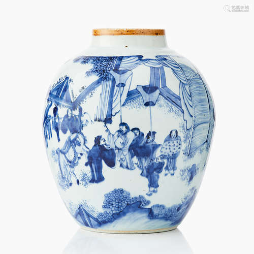 152. A Chinese Blue and White Transitional-Style Jar