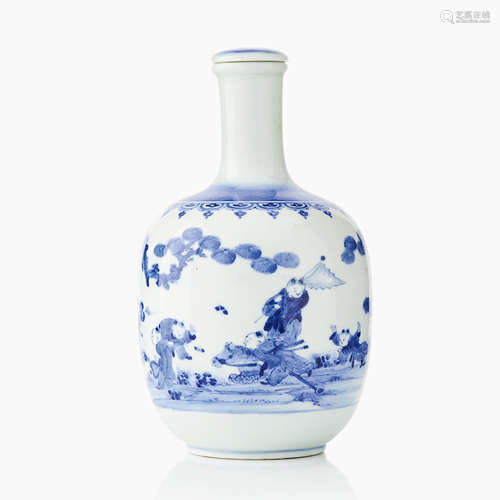 155. A Japanese Hirado-type blue and white bottle vase and cover