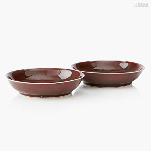 163. A Pair of Chinese Copper-red dishes