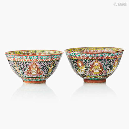 176. A Pair of Bencharong Thai Bowls