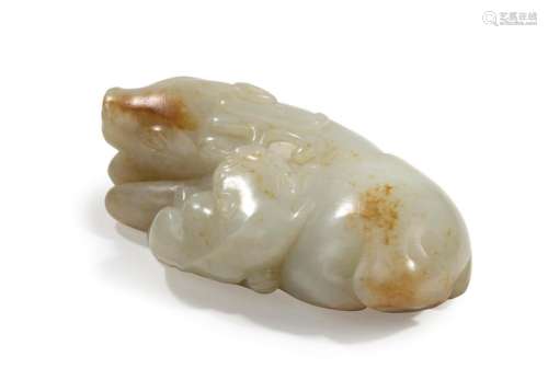 [*] JADE NEPHRITE GROUP WITH MYTHICAL BEAST AND LI…