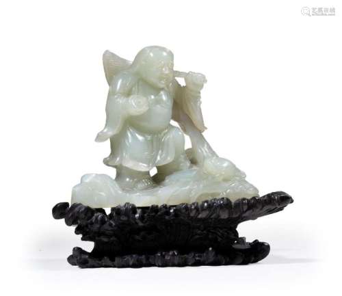 JADE CELADON GROUP CELADON SCUPTE WITH THE EFFIGY …
