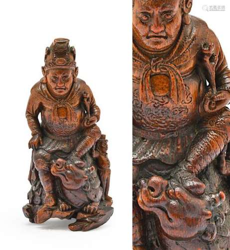 BAMBOO SUBJECT CARVED WITH THE EFFIGY OF A LOHAN /…