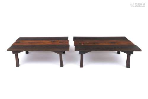 SUITE OF TWO (2) COFFEE TABLES MADE OF KIYAKI AND …