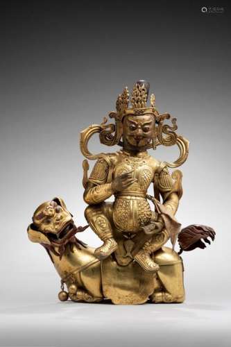 Tibet, XVIIIe siècle. \nSujet en bronze doré et cui…