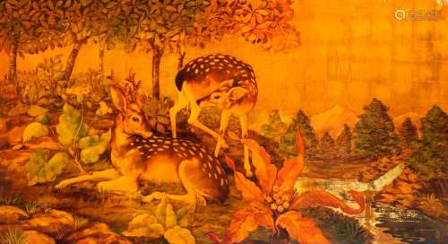 FVM\t \n« Biche et son faon ». Laque polychrome et d…