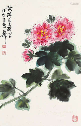 谢稚柳 芙蓉花 立轴 纸本