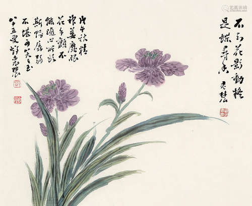 邓怀农 兰花 连框 纸本