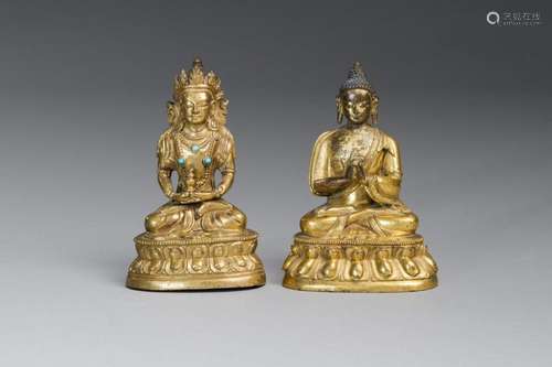 Tibet, XVIIIe siècle \nPetit sujet en bronze doré r…