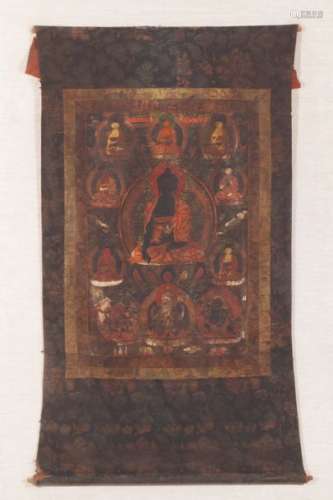 Tibet, XVIIIe siècle \nThangka peint à l’encre et c…