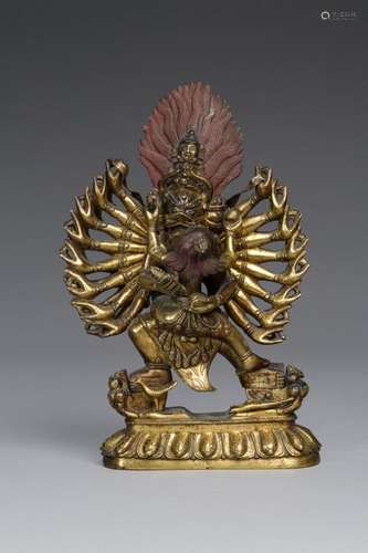 Tibet, XXe siècle \nSujet en bronze doré représenta…