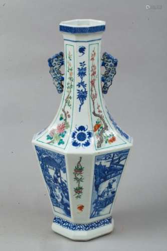 Chine, XIXe siècle \nVase balustre octogonal à long…