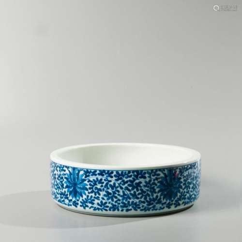 Grand lave pinceaux en porcelaine émaillée bleu bl…