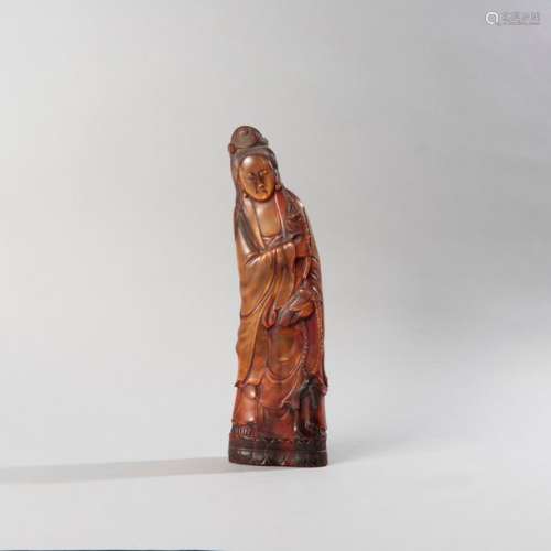 Guanyin en corne de buflle sculpté représentée deb…