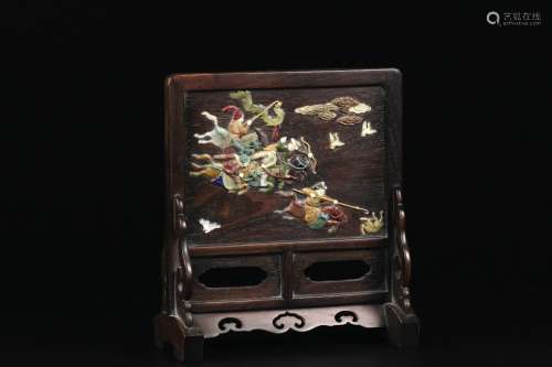 A Zitan Inlayed Table Screen Qing dynasty