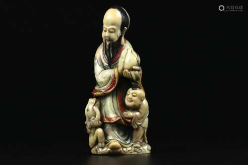 A Shoushan Stone Carved Figure Qing dynasty