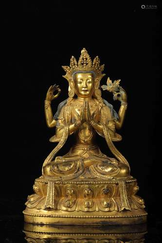 A Gilt Bronze Guanyin