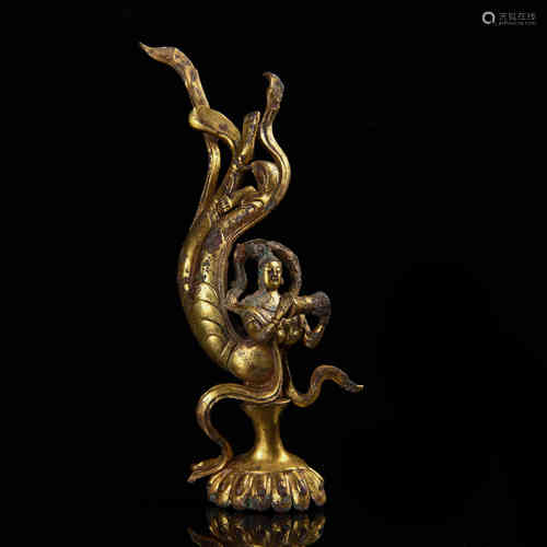 A Gilt Bronze Flying Female Figure