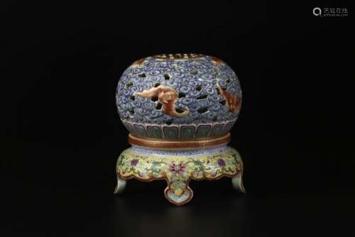 A Falangcai Porcelain Censor Qianlong Period
