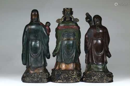 Three Bronze God Figures Qing dynasty