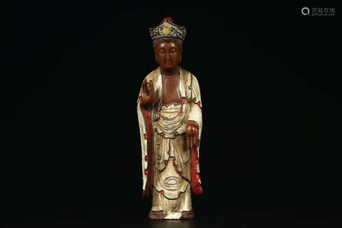 A Wood Carved Guanyin Qing dynasty