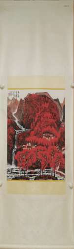 A Chinese Painting, Li Keran, Red Mountain
