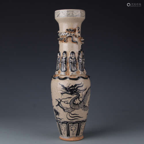 A Yuan dynasty blue and white dragon vase