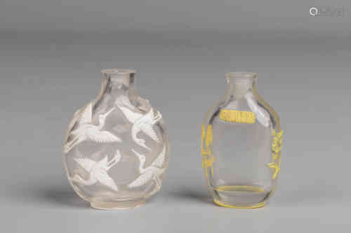 Two Overlay Glass Snuff Bottles