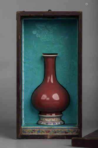A Small Copper Red Glazed Vase with Box