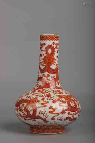 A Iron Red Dragon Vase